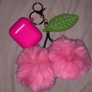 cute pompom AirPods keychain case